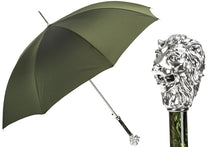 Load image into Gallery viewer, Pasotti Umbrella - Green with Silver Lion Handle