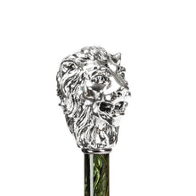 Load image into Gallery viewer, Pasotti Umbrella - Green with Silver Lion Handle