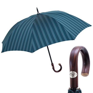Pasotti Umbrella - Striped Umbrella, Chestnut Handle