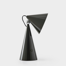 Load image into Gallery viewer, Dark Olive Green lamp with a cone-shaped shade on a white background .