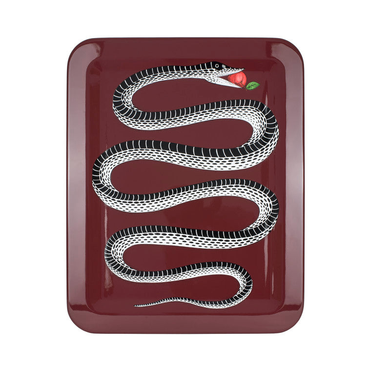 Fornasetti Tray   - Serpente colore su carminio