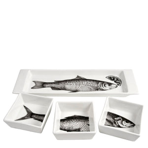 Fornasetti - Appetiser Set - Black & White Fish
