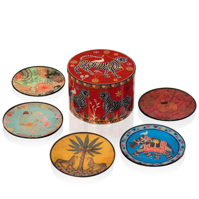 Ortigia - Tin 5 Glass Plates Red