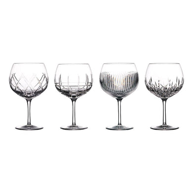 Set of four Waterford Gin Balloon crystal glasses